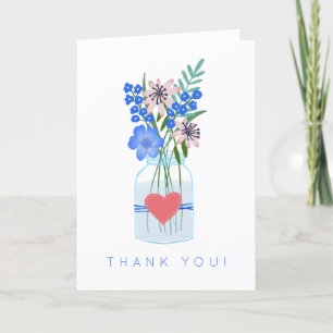 Carte De Remerciements Bleu floral rustique