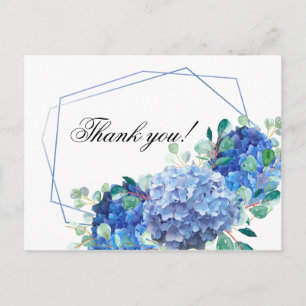 Carte de remerciements bleu hydrangea eucalyptus v