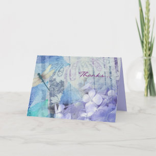 CARTE DE REMERCIEMENTS BLEU HYDRANGEA & LIBELLULE