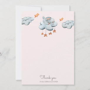carte de remerciements bleu lapin mignon