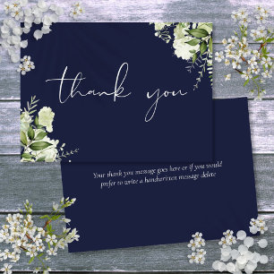 Carte De Remerciements Bleu marine personnalisé avec élégant script de ve