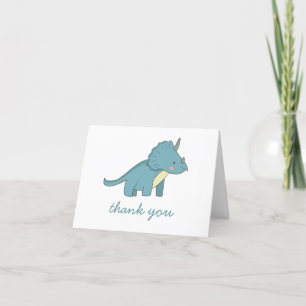 Carte De Remerciements Bleu mignon et drôle dino. Enfants Dinosaur annive
