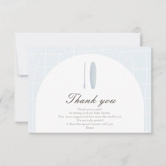 Carte de remerciements bleu minimal (Devant)