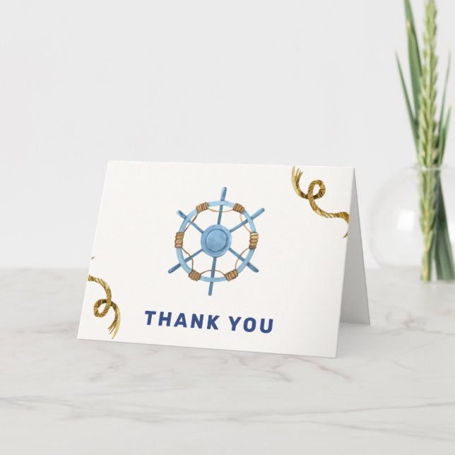 Carte De Remerciements Bleu moderne Ahoy Nautical Boy Baby shower (Devant)