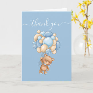 Carte de remerciements Bleu Ours Teddy