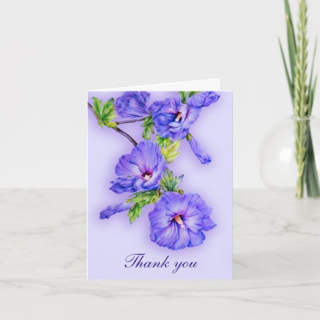 Carte de remerciements bleu pourpre de mariage (Devant)