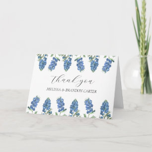 Carte De Remerciements Bleu poussiéreux floral Fleur sauvage Mariage Merc