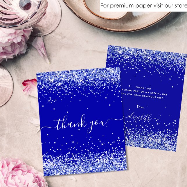 Carte de remerciements bleu royal d'anniversaire (Créateur téléchargé)