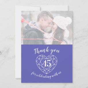 Carte De Remerciements Bleu saphir coeur anniversaire 45 ans photo