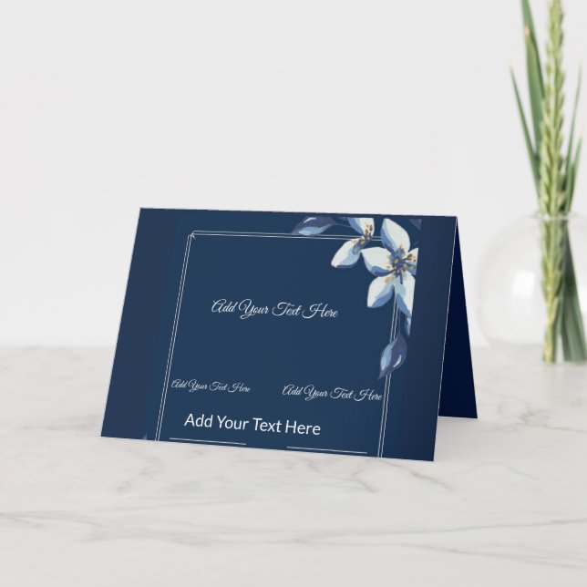 Carte De Remerciements Bleu victorien Floral Dusty Blue Mariage (Devant)