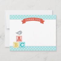 Blocs ABC Bébé Fête de Naissance Aqua et Rouge