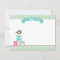 Blocs ABC Vert Menthe Fête Bébé Oiseau