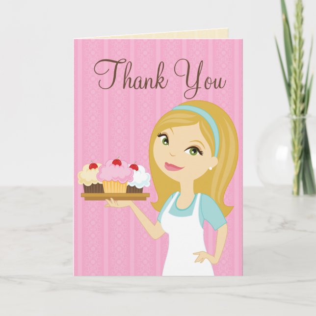 Carte de remerciements blond 1 du petit gâteau D12 (Devant)