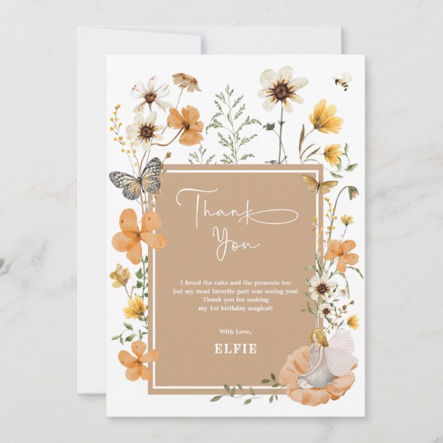 Carte De Remerciements Blonde Fairy Boho Fleur sauvage Garden Girl Annive (Devant)