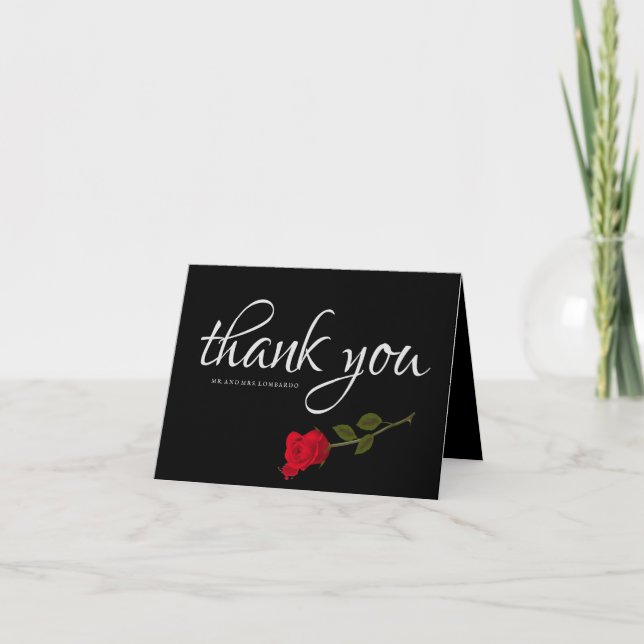 Carte De Remerciements Bloody Rose Elegant Black Gothic Mariage Photo (Devant)
