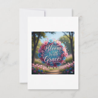 Carte De Remerciements Bloom With Grace" Poster Floral Citation - Croissa