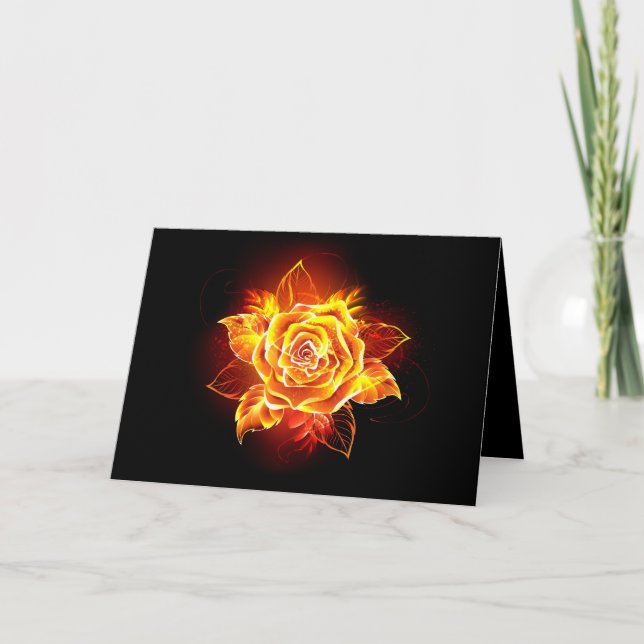 Carte De Remerciements Blooming Fire Rose (Devant)