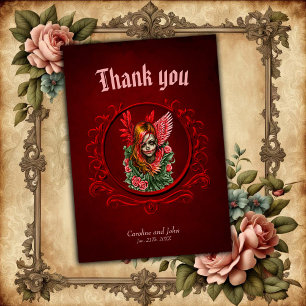 Carte De Remerciements Blossom gothique, l'ange des roses.