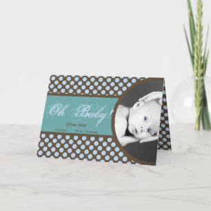 Carte De Remerciements Blue and Brown Polka dot baby boy Thank you card
