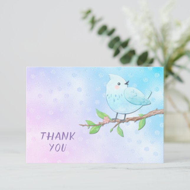 Carte de remerciements Blue Bird (Debout devant)