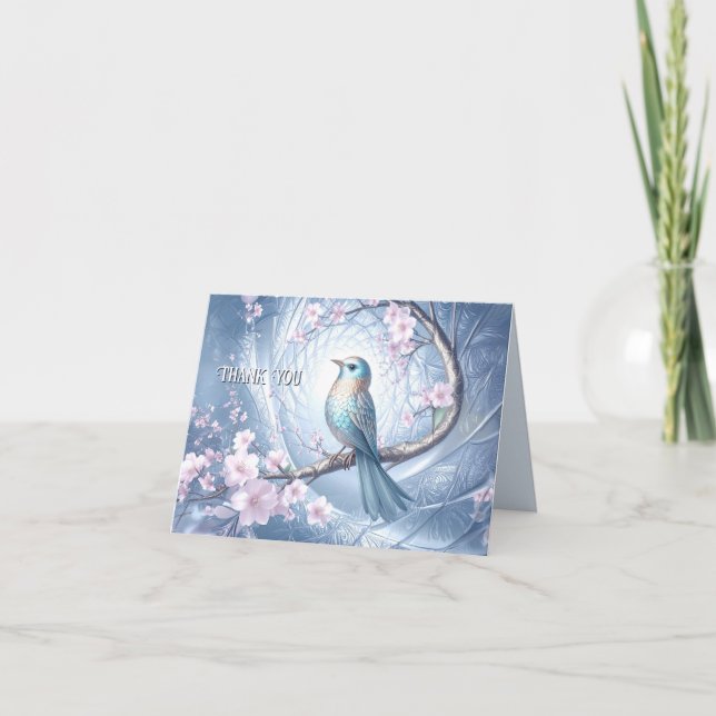 Carte De Remerciements Blue Bird Floral Thank You Card (Devant)