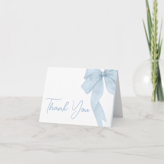 Carte De Remerciements Blue Bow C'Est Un Baby shower Garçon (Devant)