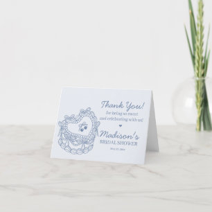 Carte De Remerciements Blue Bow Retro Coquette Fête des mariées de gâteau