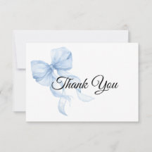 Blue bow Thank You Card