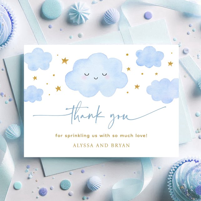 Carte De Remerciements Blue Boy Cloud Stars Baby Sprinkle (Créateur téléchargé)