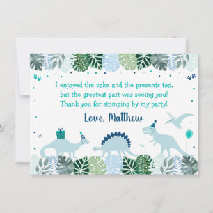 Carte De Remerciements Blue Dinosaur Safari Anniversaire
