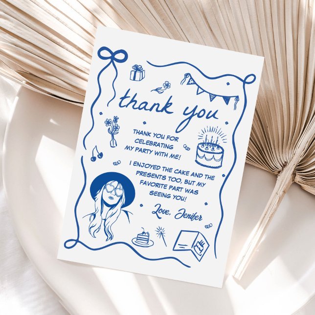 Carte De Remerciements Blue Eras fête d'anniversaire (Créateur téléchargé)