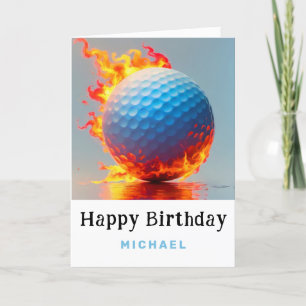 Carte De Remerciements *~*Blue Fire Flame AP94 Golf Ball Birthday Card