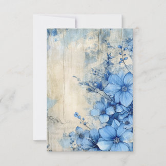 Carte De Remerciements Blue Floral