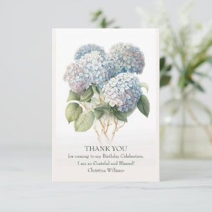 Carte De Remerciements Blue Hydragea Floral Elegant Aquarelle Design