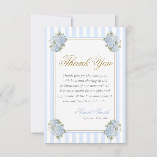 Carte De Remerciements Blue Hydrangea Grand millénaire (Devant)