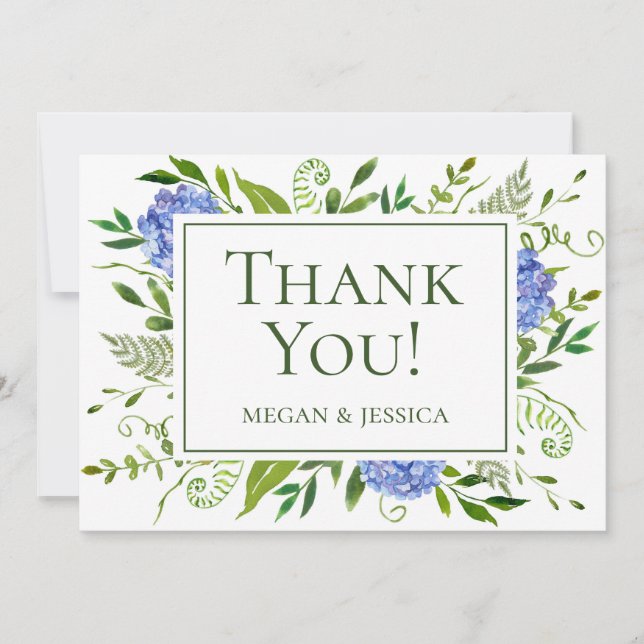 Carte De Remerciements Blue Hydrangeas (Devant)