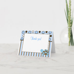 Carte De Remerciements Blue mod Turtle Trendy Blue dot