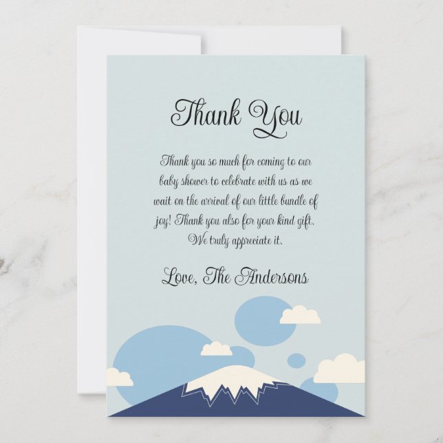 Carte de remerciements Blue Mountain Baby shower (Devant)
