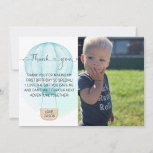 Carte De Remerciements Blue Onederful 1er anniversaire Photo