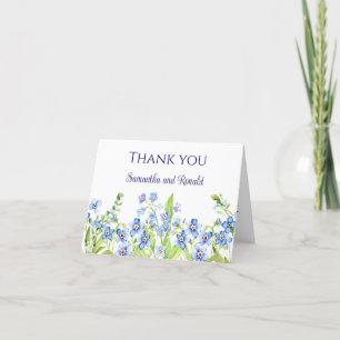 Carte De Remerciements Blue Oublie-moi pas Mariage aquarelle