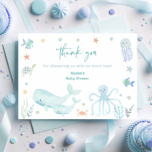 Carte De Remerciements Blue Pastel Under the Sea Baby shower
