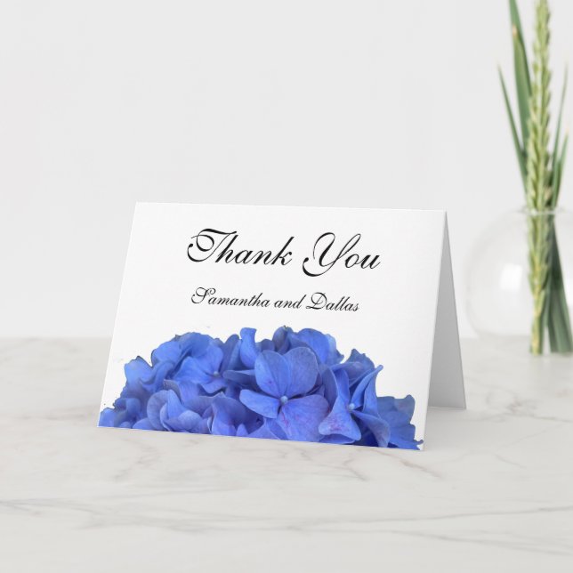 Carte De Remerciements Blue periwinkel élégantes hydrangées florales (Devant)