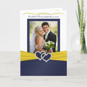 Carte De Remerciements Blue Pleats with Hearts Photo Thank You Card