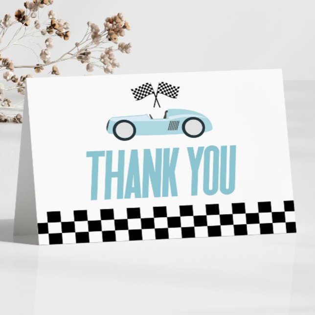 Carte De Remerciements Blue Race Car Racecar Baby shower (Créateur téléchargé)