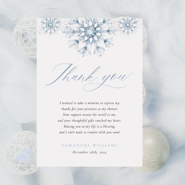 Carte De Remerciements Blue Snow in Love Bridal Shower (Créateur téléchargé)