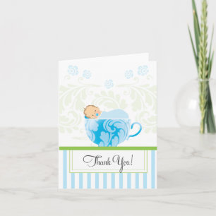 Carte de remerciements Blue Tea Cup Baby shower