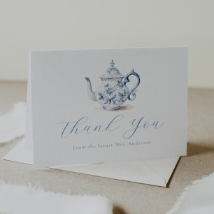 Carte De Remerciements Blue Tea Party Thank you Note Card