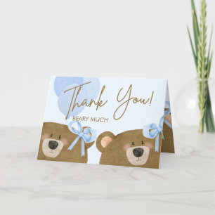 Carte De Remerciements Blue Teddy Nous pouvons attendre le Baby shower Tw