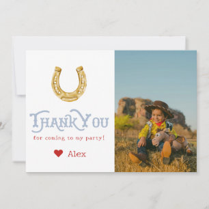 Carte De Remerciements Blue Wild West Premier Rodéo Baby Boy 1er Annivers