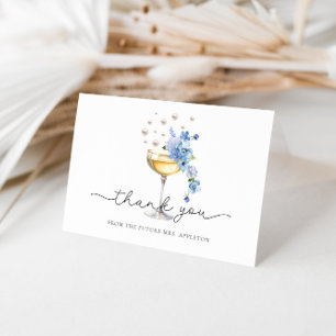 Carte De Remerciements Blue Wildflower Perles & Prosecco Enterrement de V